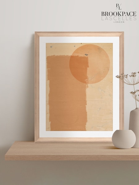 Brookpace Lascelles Natural Hand Made in UK 'Sunset' Abstract Scandi Wall Art in a Natural Wood Aesthetic Frame 40 x 50cm (V16961) | £130