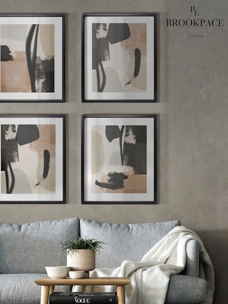 Brookpace Lascelles Natural Black Hand Made in UK'Arrangement IV' Abstract Wall Art In A Modern Matte Finish Box Frame  50 x 61cm Wall Art (V17032) | £175