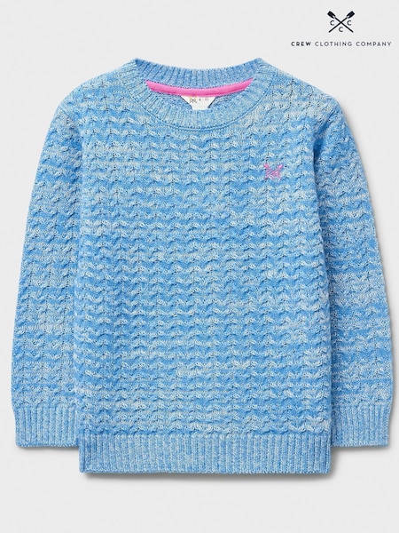 Crew Clothing Blue Twist Yarn Cable Knit Jumper (V17231) | £28 - £36