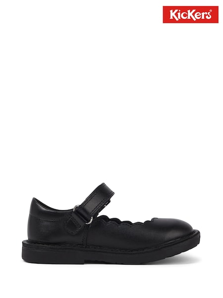 Kickers Black Infant Girls  Adlar MJ Scallop Leather Shoes (V17234) | £50