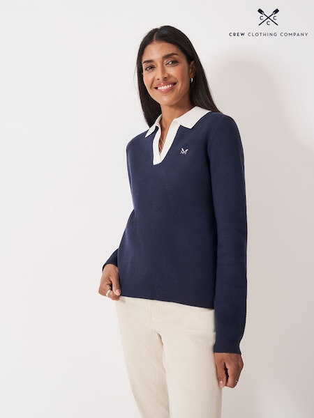 Crew Clothing Company Blue Rosa Knitted Rugby Jumper (V17245) | £59