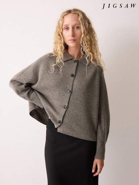 Jigsaw Natural Wool Blend Collar Poncho (V17315) | £139