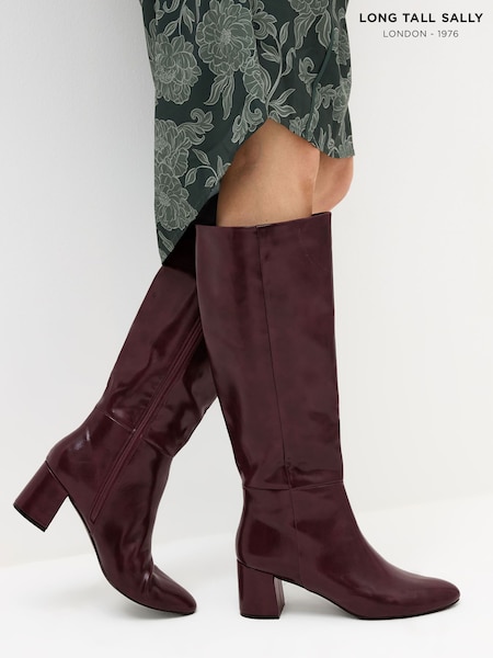 Long Tall Sally Red Knee Block Boots (V17776) | £74