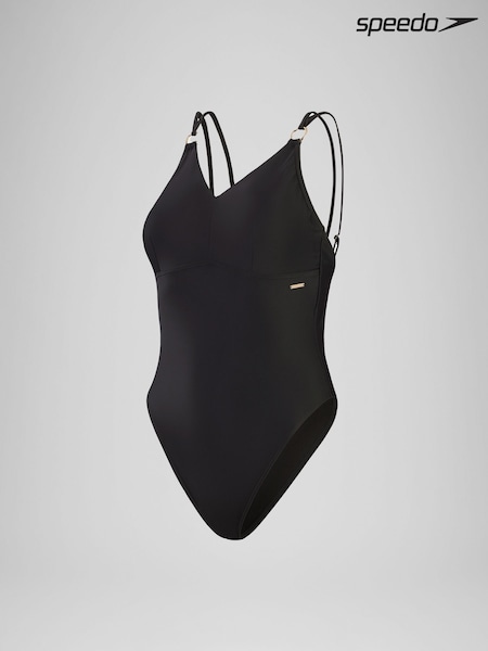 Speedo Black Womens Shaping Strappy Swimsuit (V17891) | £55