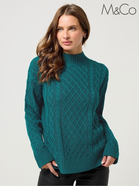 M&Co Green Cable Jumper (V18092) | £33