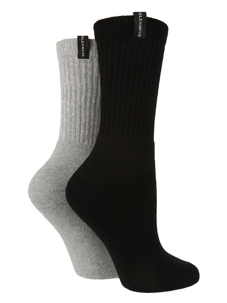 Glenmuir Black Walking Socks With Cushioned Soles 2 pack (V18641) | £12