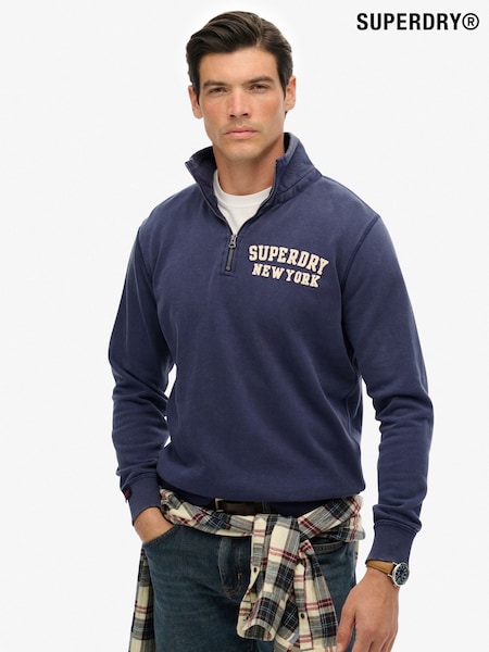 Superdry Blue Vintage Athletic Half-Zip Jumper (V18687) | £55