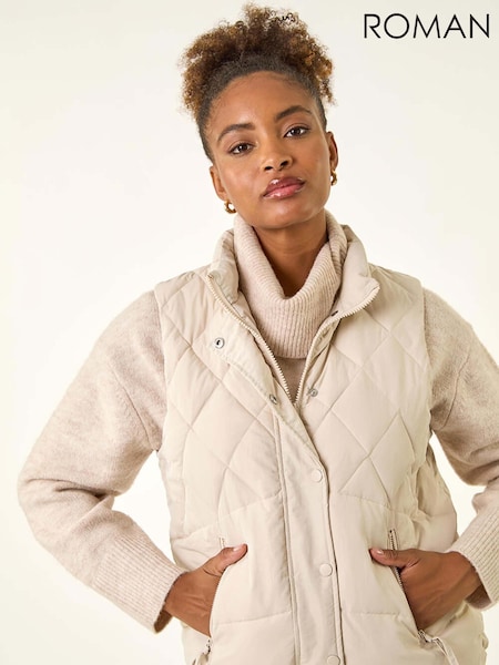 Roman White Diamond Padded Button Jacket (V18742) | £65