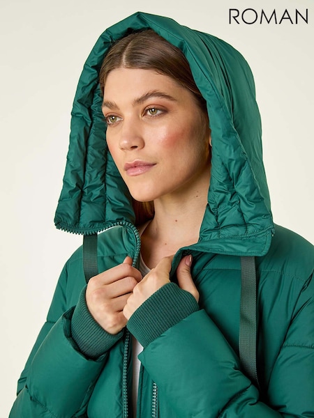 Roman Green Longline Padded Hooded Coat (V18743) | £80