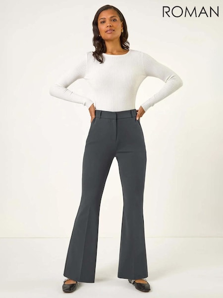 Roman Grey Long Bootcut Stretch Trousers (V18752) | £32