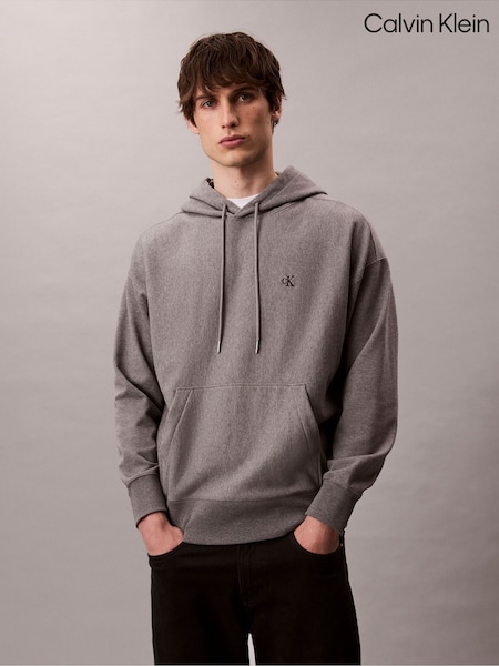 Calvin Klein White Premium Fleece Relaxed Hoodie (V18808) | £110