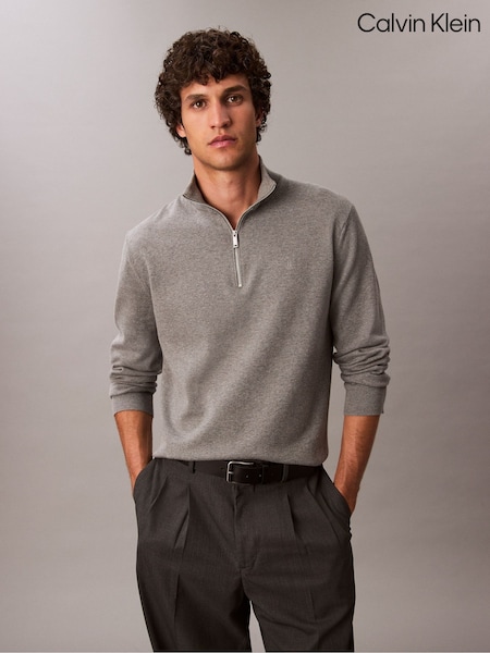 Calvin Klein Grey Quarter Zip Jumper (V18823) | £120