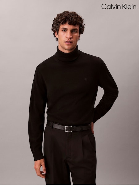 Calvin Klein Black Merino Wool Turtle Neck Jumper (V18825) | £120