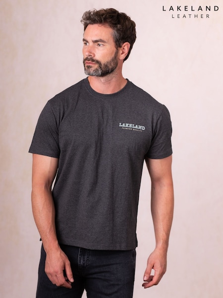 Lakeland Clothing Grey Curlew Printed Cotton Blend T-Shirt (V18844) | £30