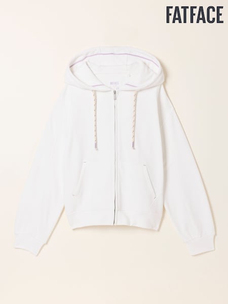 FatFace Flora White Zip Through Hoodie (V18845) | £49.50