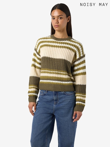 NOISY MAY Green Long Sleeve Stripe Knitted Jumper (V18860) | £26