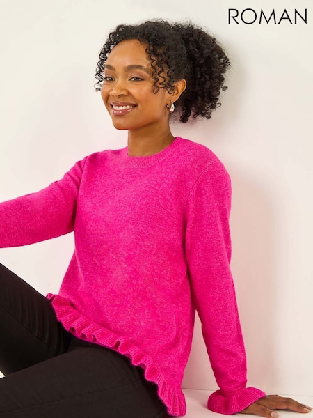 Roman Pink Petite Flute Hem Knit Jumper (V18890) | £32
