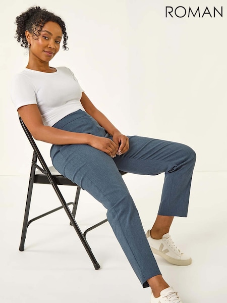 Roman Blue Petite Bengaline Smart Stretch Trousers (V18892) | £32