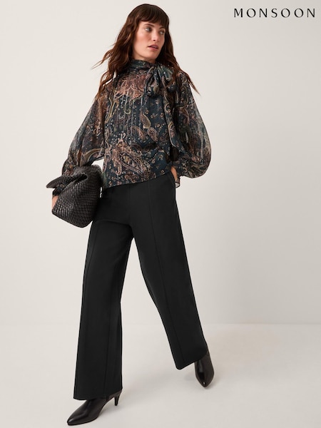 Monsoon Black Payton Ponte Bootcut Trousers (V19085) | £65