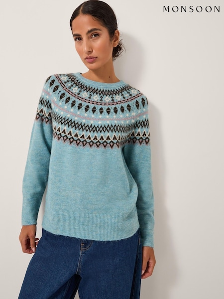 Monsoon Blue Fran Fair Isle Pattern Jumper (V19097) | £69