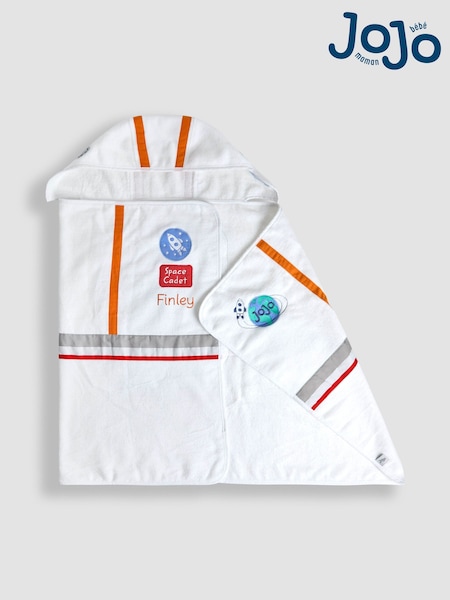 JoJo Maman Bébé White Personalised Space Astronaut Large Hooded Towel (V19111) | £32