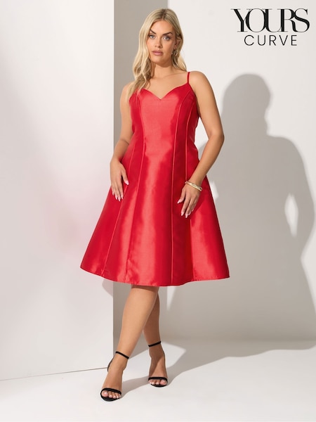 Yours Curve Red London Satin Twill Corset Dress (V19211) | £70