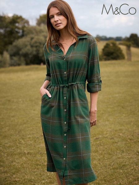 M&Co Green Check Shirt Dress (V19224) | £43