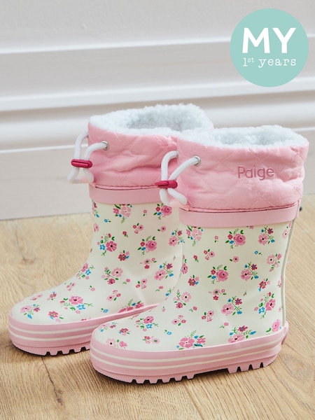 My 1st Years Pink Personalised Ditsy Floral Welly Boots (V19261) | £33