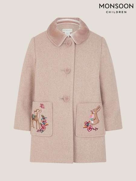 Monsoon Brown Baby Embroidered Pocket Coat (V19278) | £52 - £56