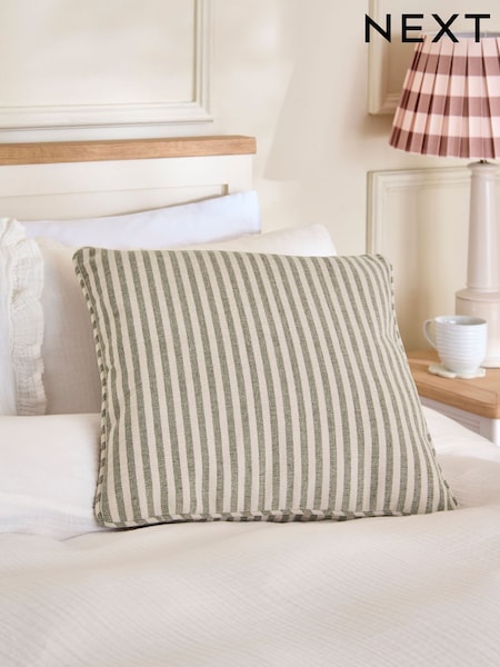 Green 50 x 50cm 50 X 50cm Chenille Thin Stripe Cushion (V19323) | £18