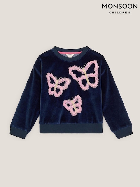 Monsoon Blue Butterfly Embellished Top (V19398) | £25 - £29