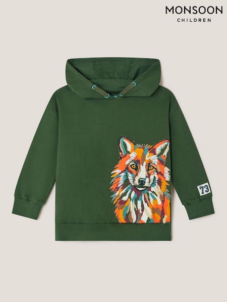 Monsoon Green Fox Graphic Hoodie (V19418) | £26 - £30