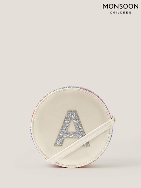 Monsoon White Round Glittery Initial E Bag (V19421) | £15