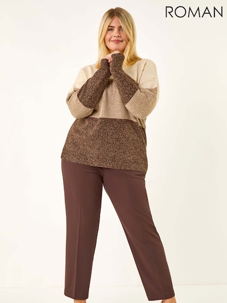 Roman Brown Curve Straight Leg Trousers (V19507) | £32