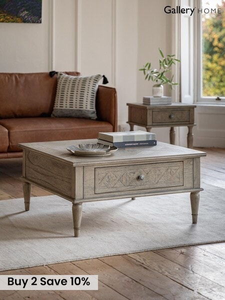 Gallery Home Natural Haven Square 2 Drawer Coffee Table (V19637) | £720