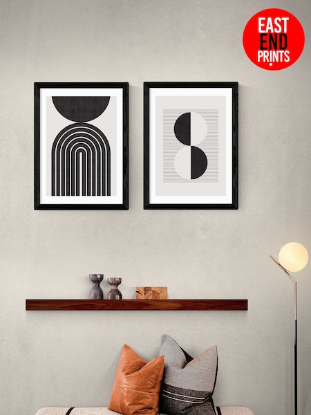 East End Prints Set of 2 Black Abstract Rainbow Circle Wall Art Prints by Crayon Studio (V19681) | £90 - £245