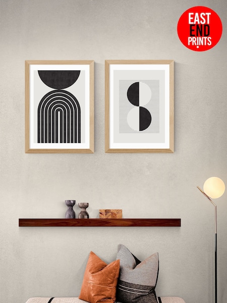 East End Prints Set of 2 Oak Abstract Rainbow Circle Wall Art Prints by Crayon Studio (V19694) | £90 - £245