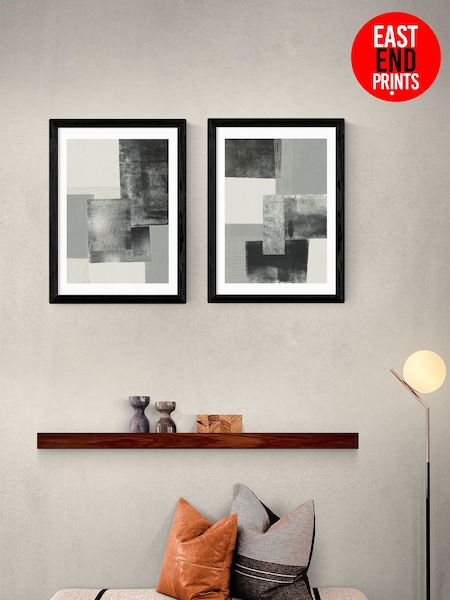 East End Prints Set of 2 Black Monochrome Blocks Wall Art Prints by Alisa Galitsyna (V19707) | £90 - £245