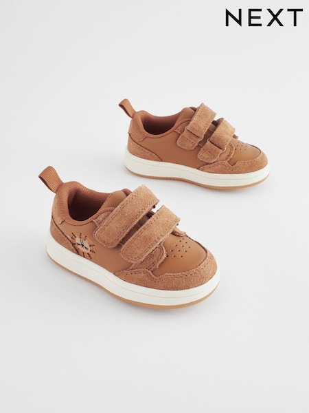 Tan Brown Wide Fit (G) Touch Fastening Leather First Walker Baby Shoes (V19736) | £30