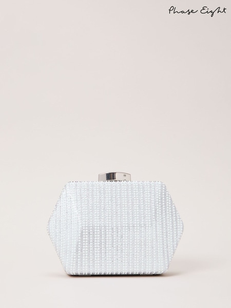 Phase Eight Silver Sparkle Clutch Bag (V19912) | £79