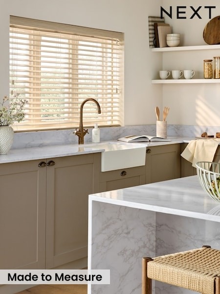 Scandi Oak Made To Measure 50mm Sunwood Fauxwood Venetian Blinds