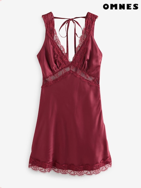 Omnes Red Darlia Velvet Mini Dress With Lace Detail (V19962) | £79