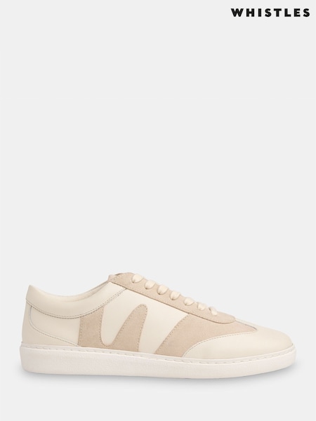 Whistles White Suede Leather Mix Trainers (V20008) | £115
