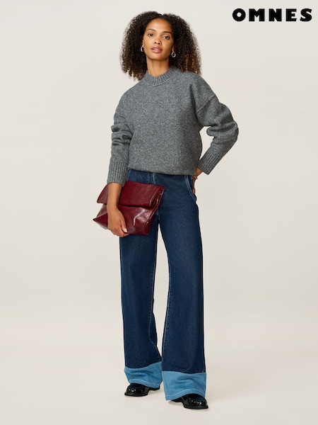 Omnes Grey Clementine Oversized Slouchy Crew Neck Jumper (V20027) | £59