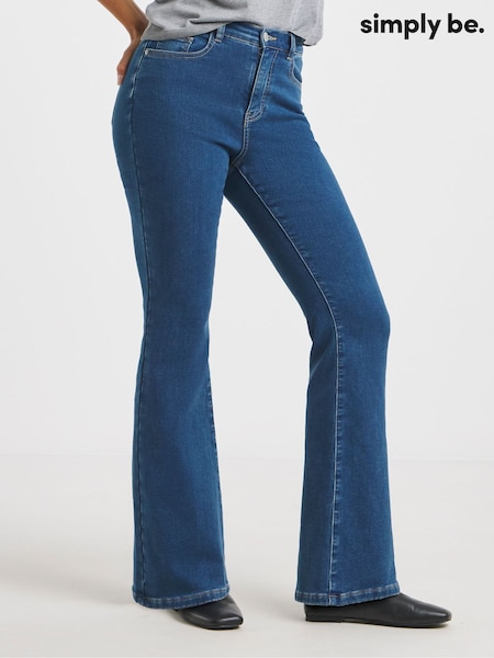 Simply Be Blue Flare Leg Cosy Jeans (V20097) | £38