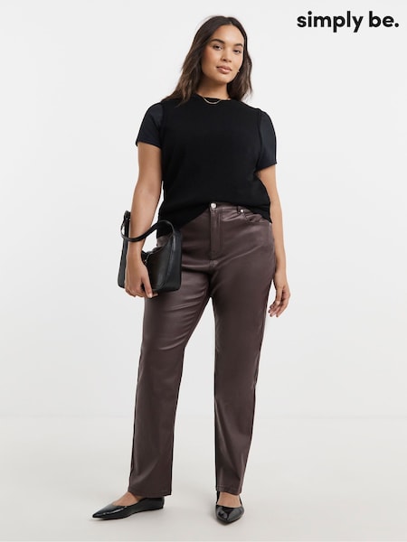 Simply Be Red Coated Straight Leg Jeans (V20099) | £34