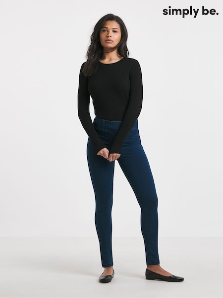 Simply Be Blue Skinny Pull On Jeggings (V20100) | £24