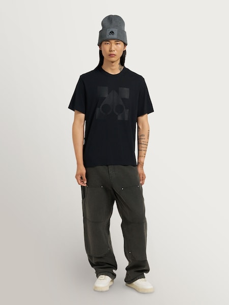 Moose Knuckles Black Finchley Short Sleeve Logo T-Shirt (V20239) | £100