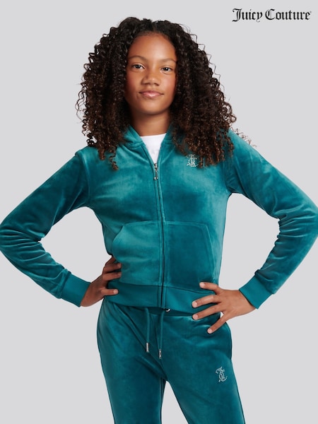 Juicy Couture Green Diamante Zip Through Hoodie (V20408) | £65