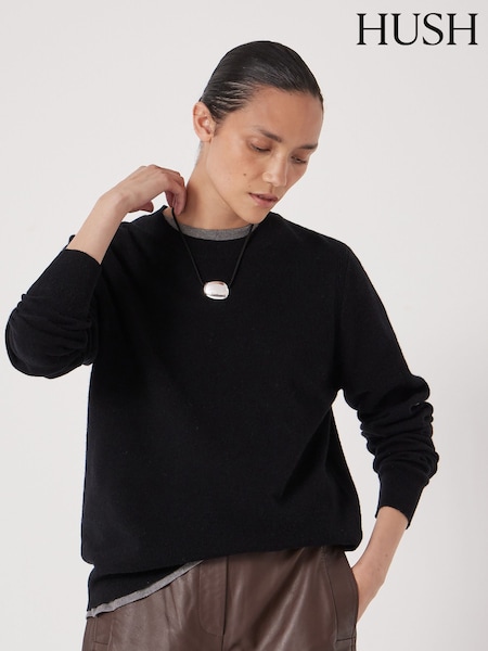 Hush Black Ivy Fine Merino Crew Jumper (V20409) | £90